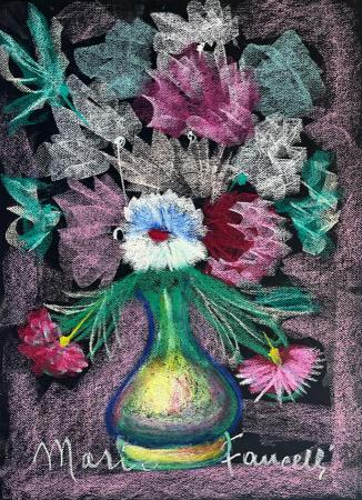Quadro di Mario Fancelli  Vaso di fiori - pastello carta 